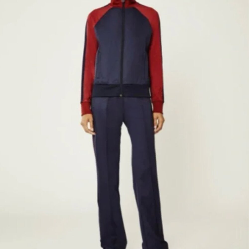 Tory Sport Color-block zip track jacket in Tory Navy/Dark Burgundy